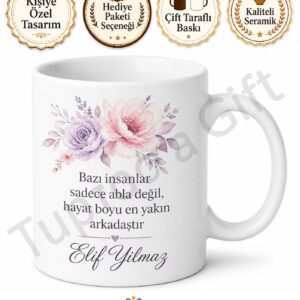 Dünyanın En İyi Ablası Yazılı Baskılı Kupa Bardak Hediye Abla Hediyesi