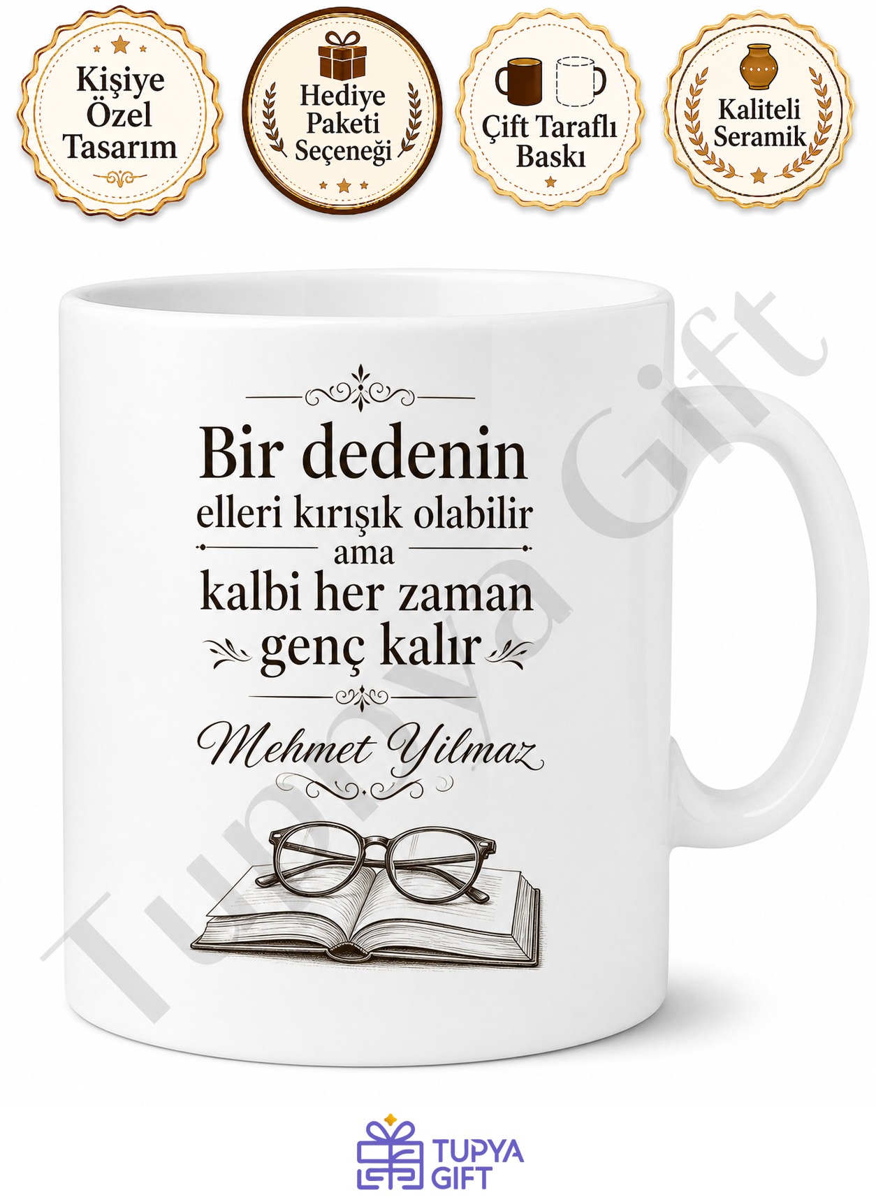 Dünyanın En İyi Dedesi Yazılı Kupa Bardak Dedeye Özel Hediye