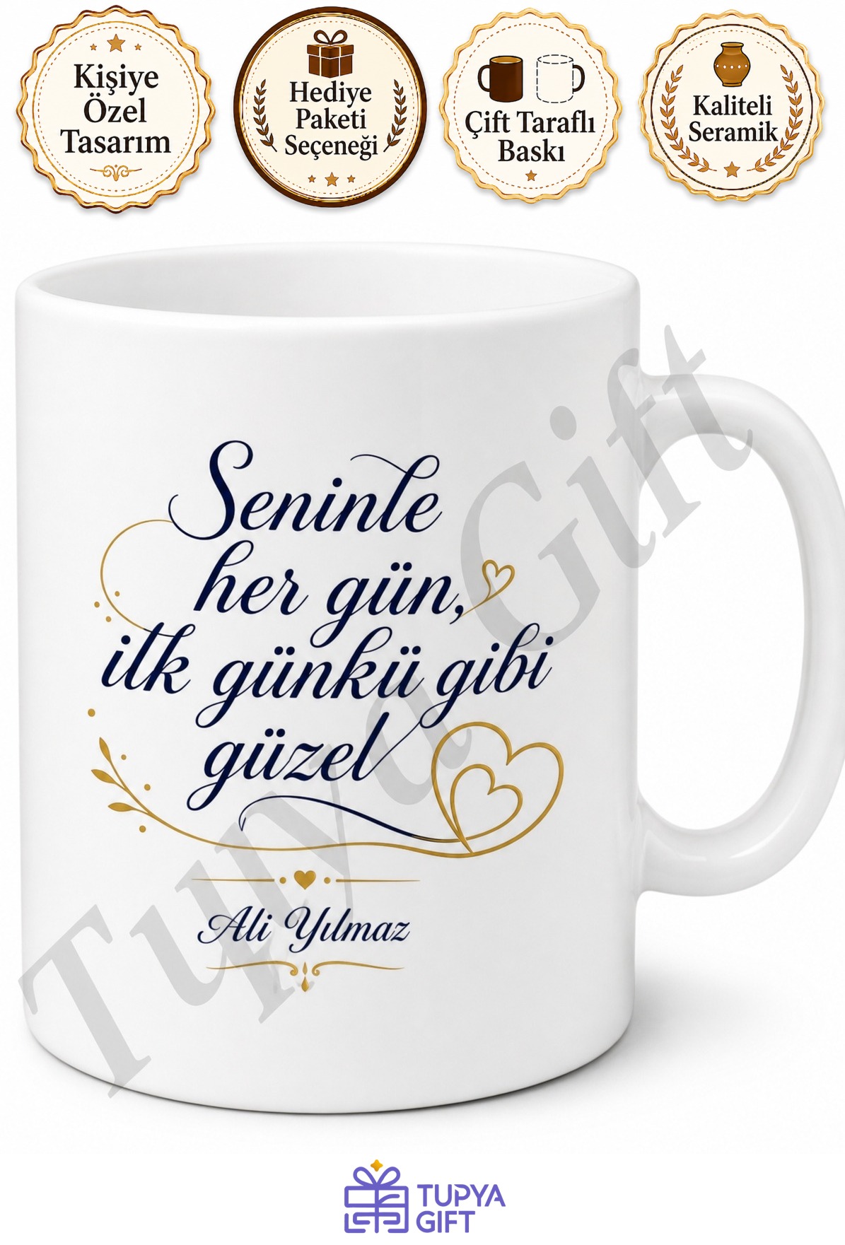 Dünyanın En İyi Kocası Yazılı Baskılı Kupa Bardak Eşe Hediye