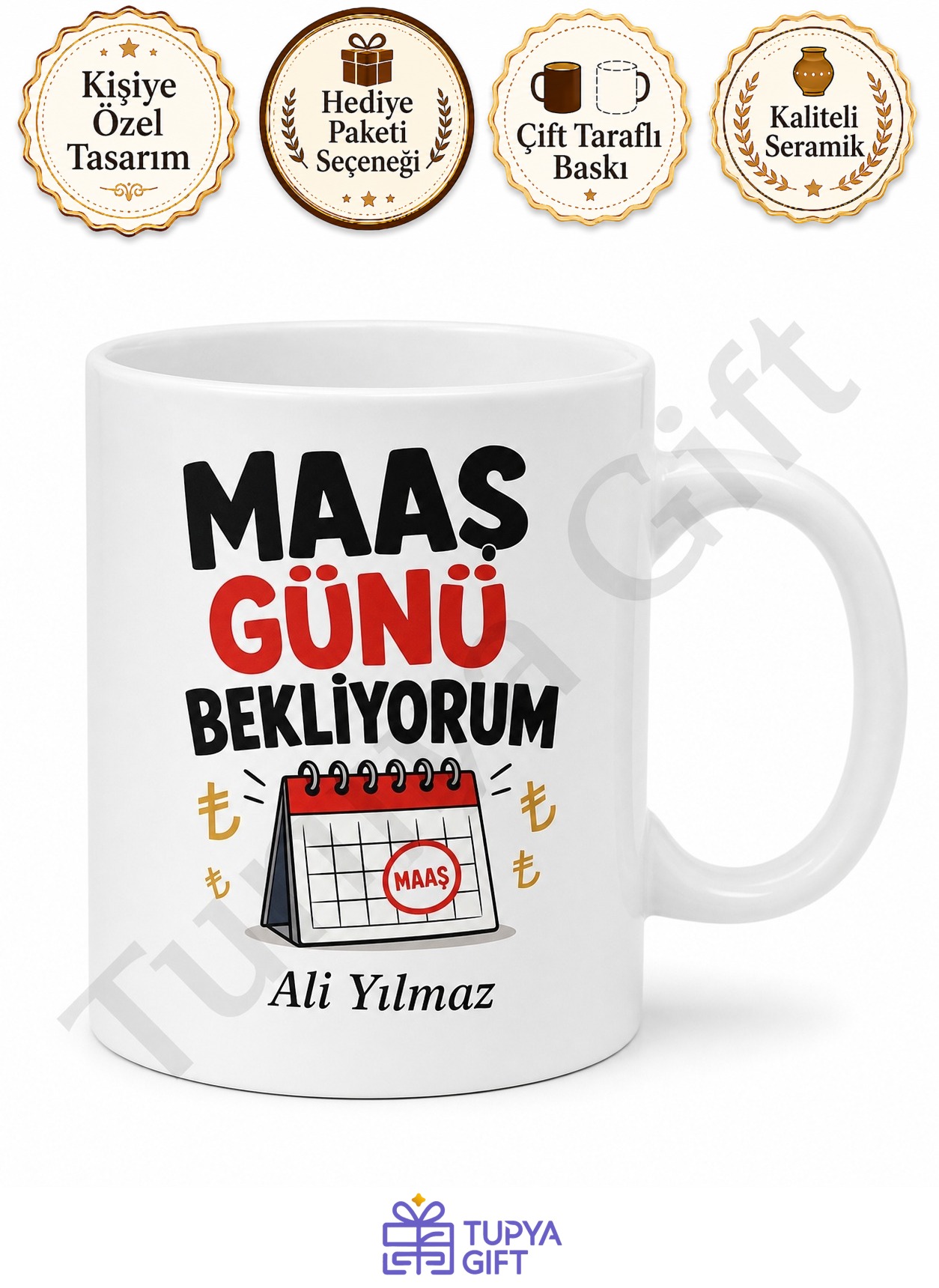 Maaş Günü Bekliyorum Yazılı Komik Baskılı Kupa Bardak Esprili Hediye