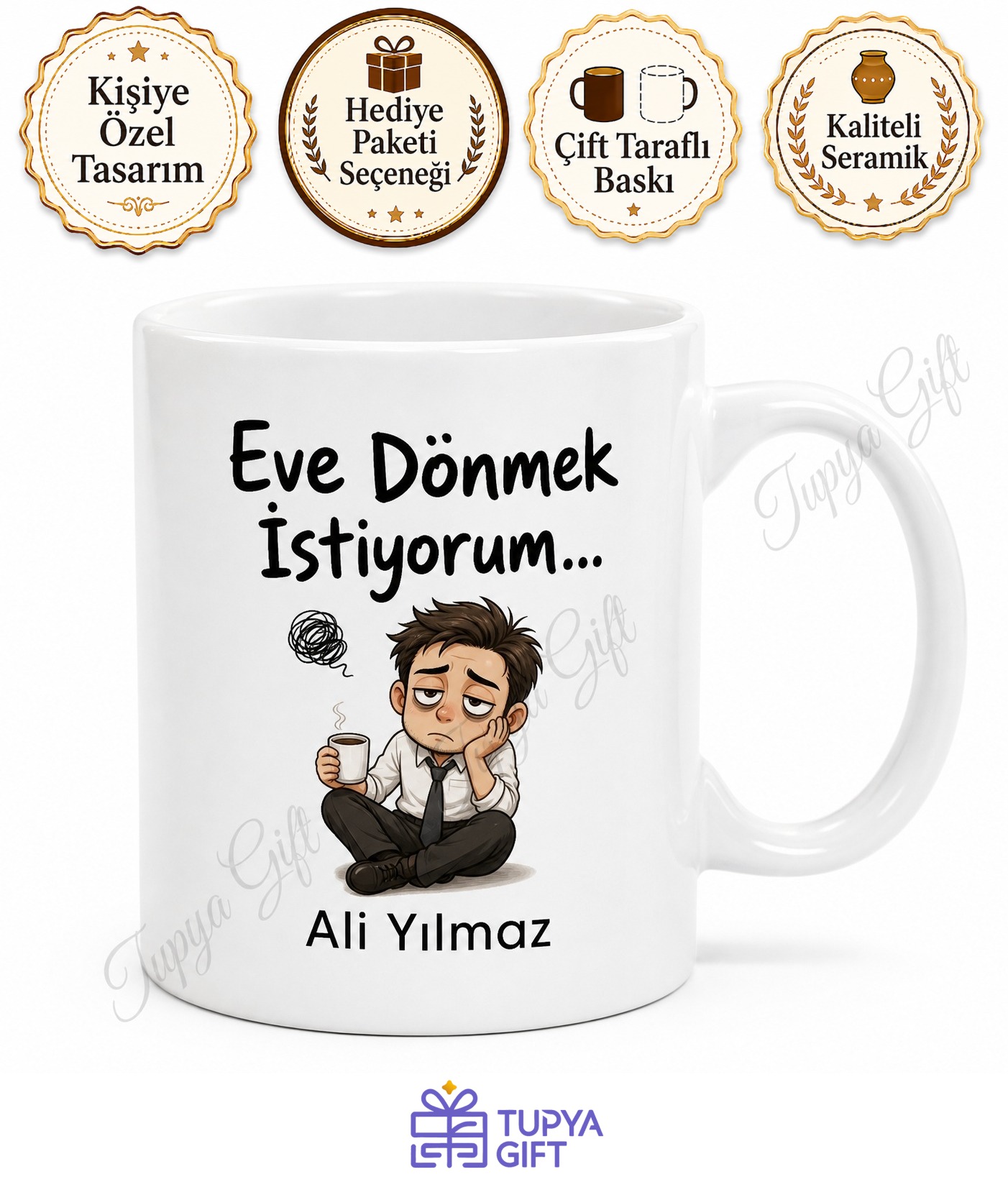 Eve Dönmek İstiyorum Yazılı Komik Ofis Kupası Baskılı Hediye Bardak