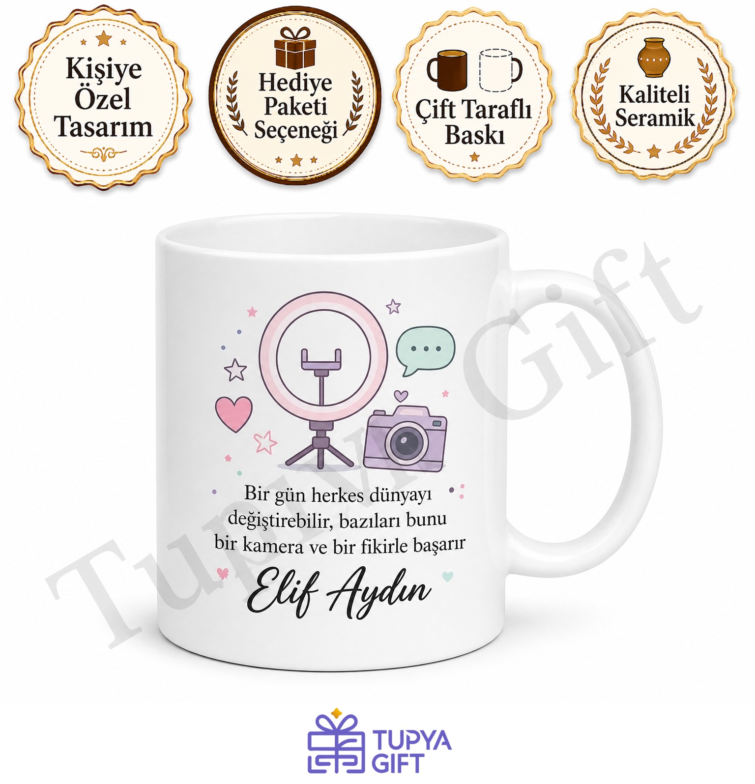 Influencer Hediyesi Kişiye Özel Baskılı Kupa Bardak Hediye Mug