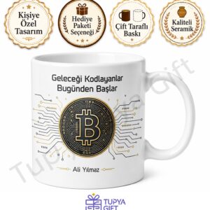 Kripto Sever İçin Özel Baskılı Kupa Bardak Hediye Bitcoin Kripto Para