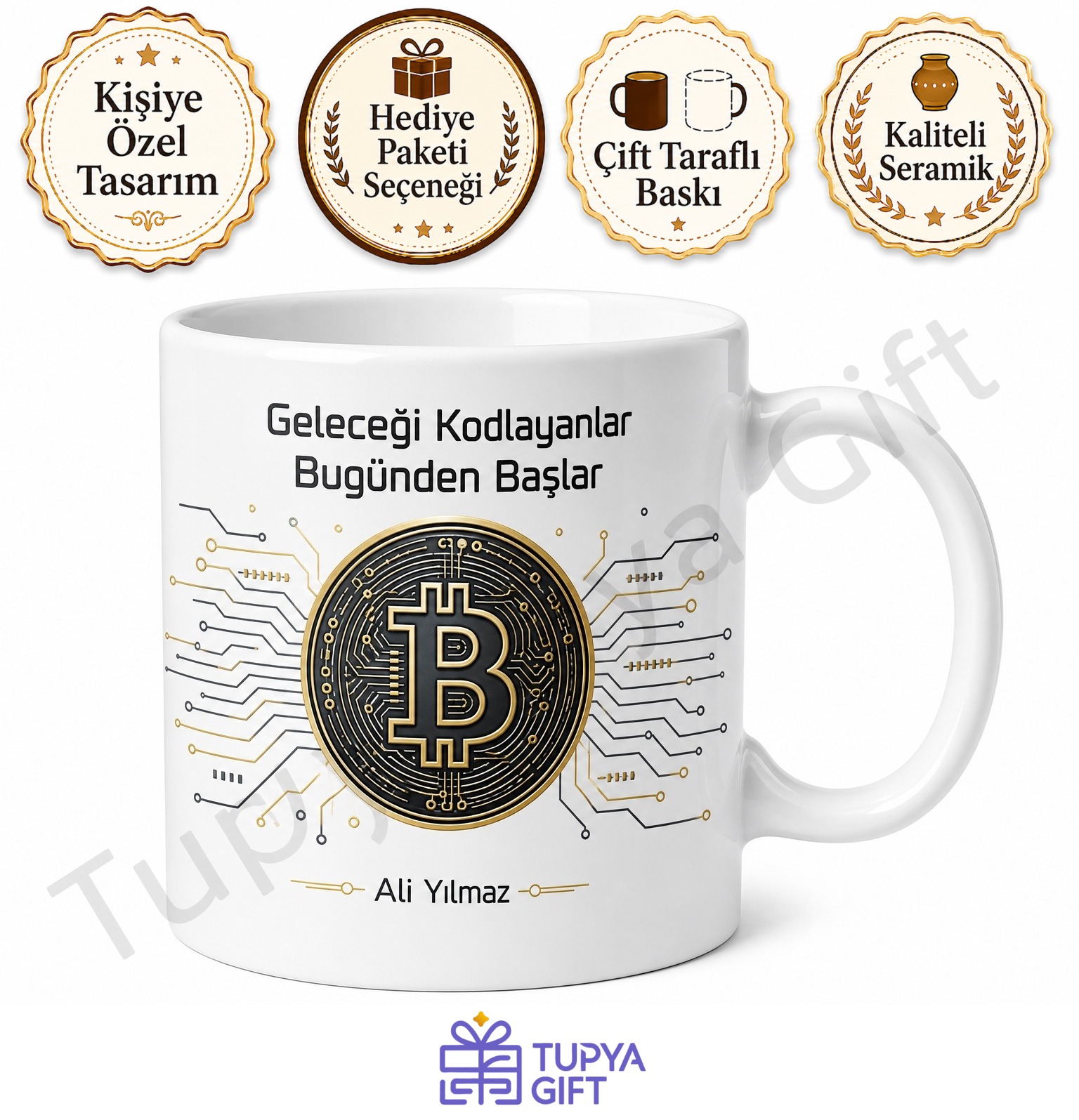 Kripto Sever İçin Özel Baskılı Kupa Bardak Hediye Bitcoin Kripto Para