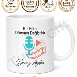 İçerik Üreticisi Hediyesi Kişiye Özel Baskılı Kupa Bardak Özel Tasarım Mug