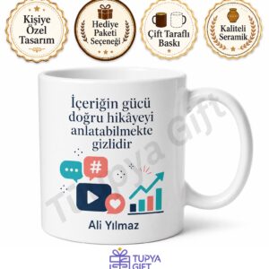 Sosyal Medya Uzmanına Hediye Özel Tasarım Baskılı Porselen Kupa Bardak