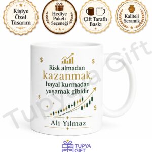 Trader Hediyesi Baskılı Kupa Bardak Borsa Yatırımcı Hediye Porselen Mug