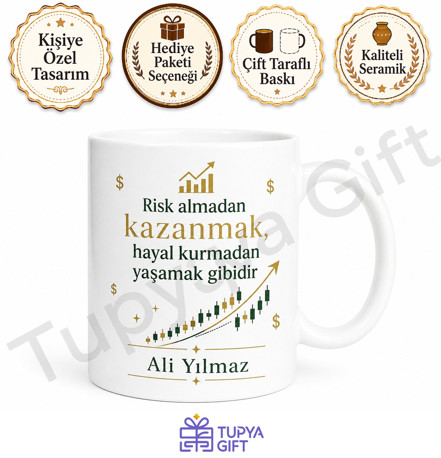 Trader Hediyesi Baskılı Kupa Bardak Borsa Yatırımcı Hediye Porselen Mug