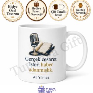 Muhabir Temalı Baskılı Kupa Bardak Hediye Gazeteci Basın Hediyesi
