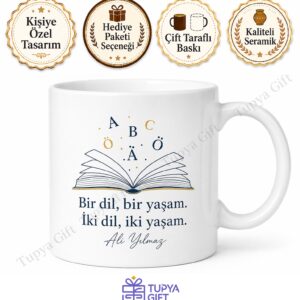 Almanca Öğretmenine Hediye Kişiye Özel Baskılı Kupa Bardak İsimli