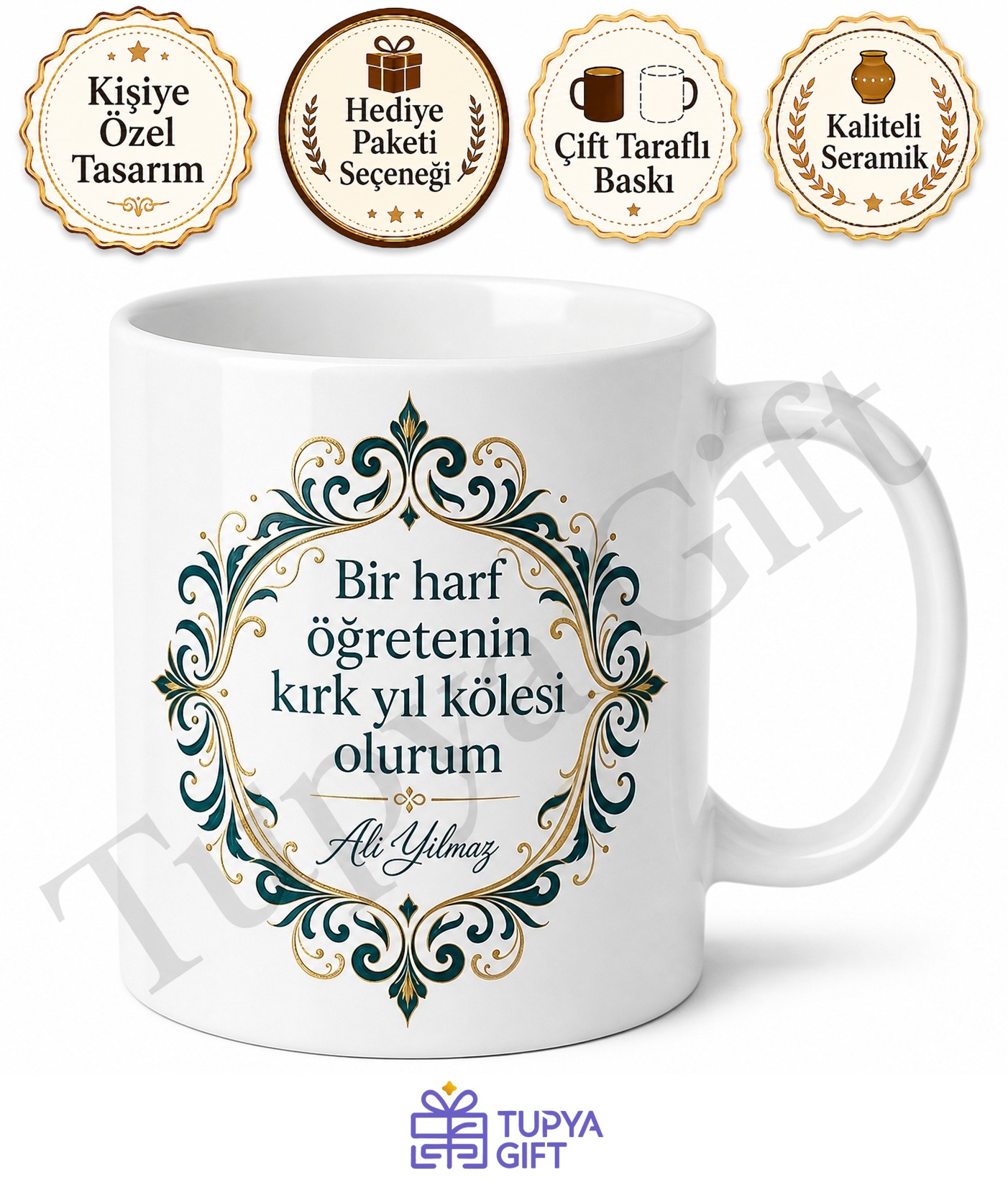 Arapça Öğretmenine Hediye Kişiye Özel Baskılı Kupa Bardak