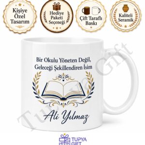 Okul Müdürüne Hediye Kişiye Özel Baskılı Kupa Bardak Özel Tasarım