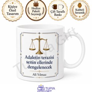 Hukuk Öğrencisine Hediye Kişiye Özel Baskılı Kupa Bardak Hukuk Fakültesi Hediye
