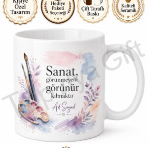 Güzel Sanatlar Öğrencisine Hediye Özel Tasarım Baskılı Porselen Kupa Bardak