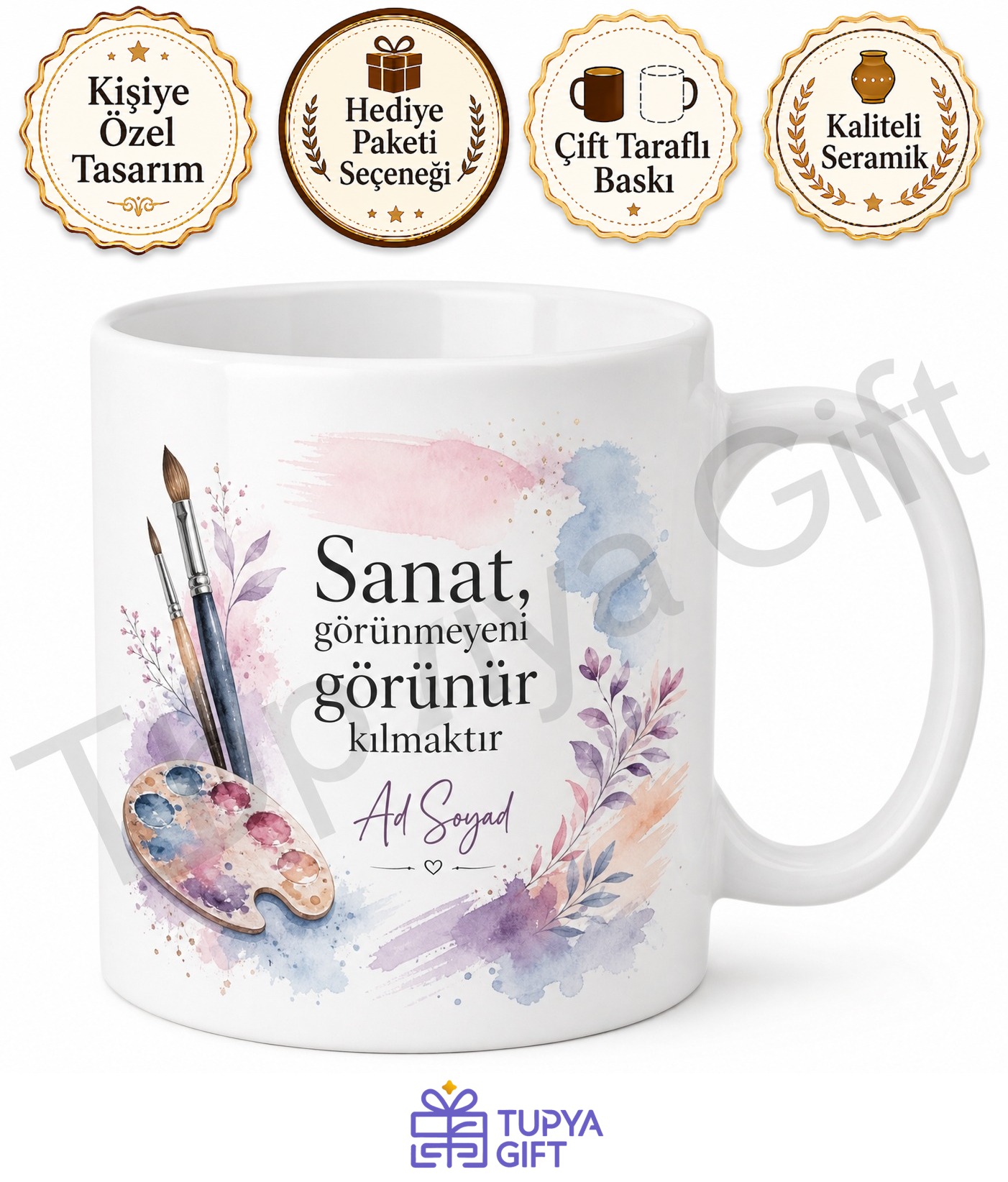 Güzel Sanatlar Öğrencisine Hediye Özel Tasarım Baskılı Porselen Kupa Bardak