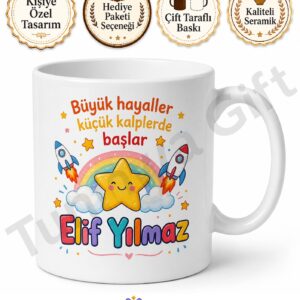 Çocuklara Özel İsimli Baskılı Kupa Bardak Kişiye Özel Hediye
