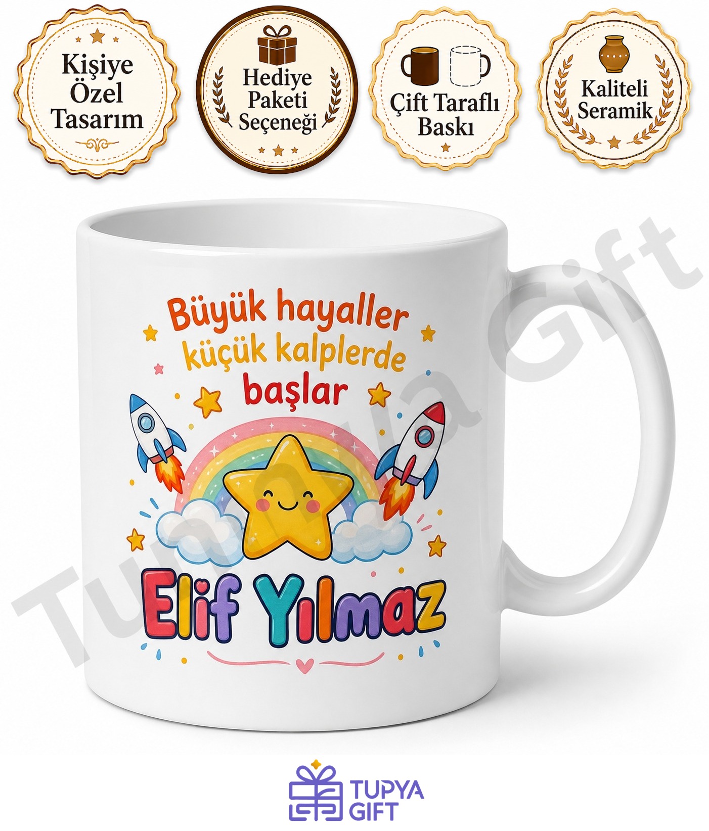 Çocuklara Özel İsimli Baskılı Kupa Bardak Kişiye Özel Hediye