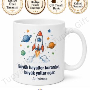 Erkek Çocuğuna Hediye Kişiye Özel Baskılı Kupa Bardak İsimli Özel Tasarım