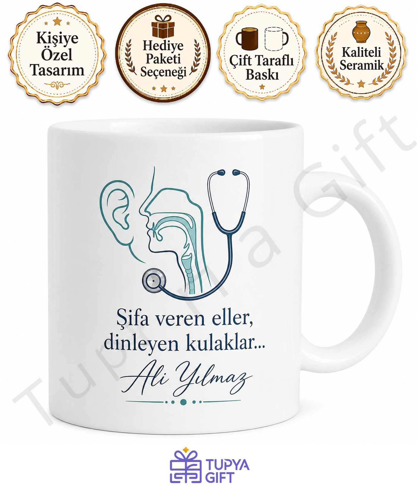KBB Uzmanına Hediye Baskılı Kupa Bardak Kulak Burun Boğaz Doktoru Hediyesi