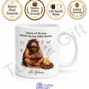 Taş Devri Temalı Komik Baskılı Kupa Bardak Eğlenceli Hediye Porselen Mug