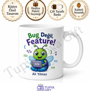 Bug Yazılı Komik Programcı Kupası Baskılı Bardak Yazılımcı Hediye Mug
