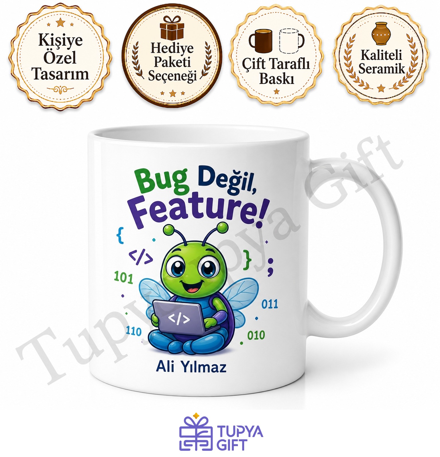Bug Yazılı Komik Programcı Kupası Baskılı Bardak Yazılımcı Hediye Mug