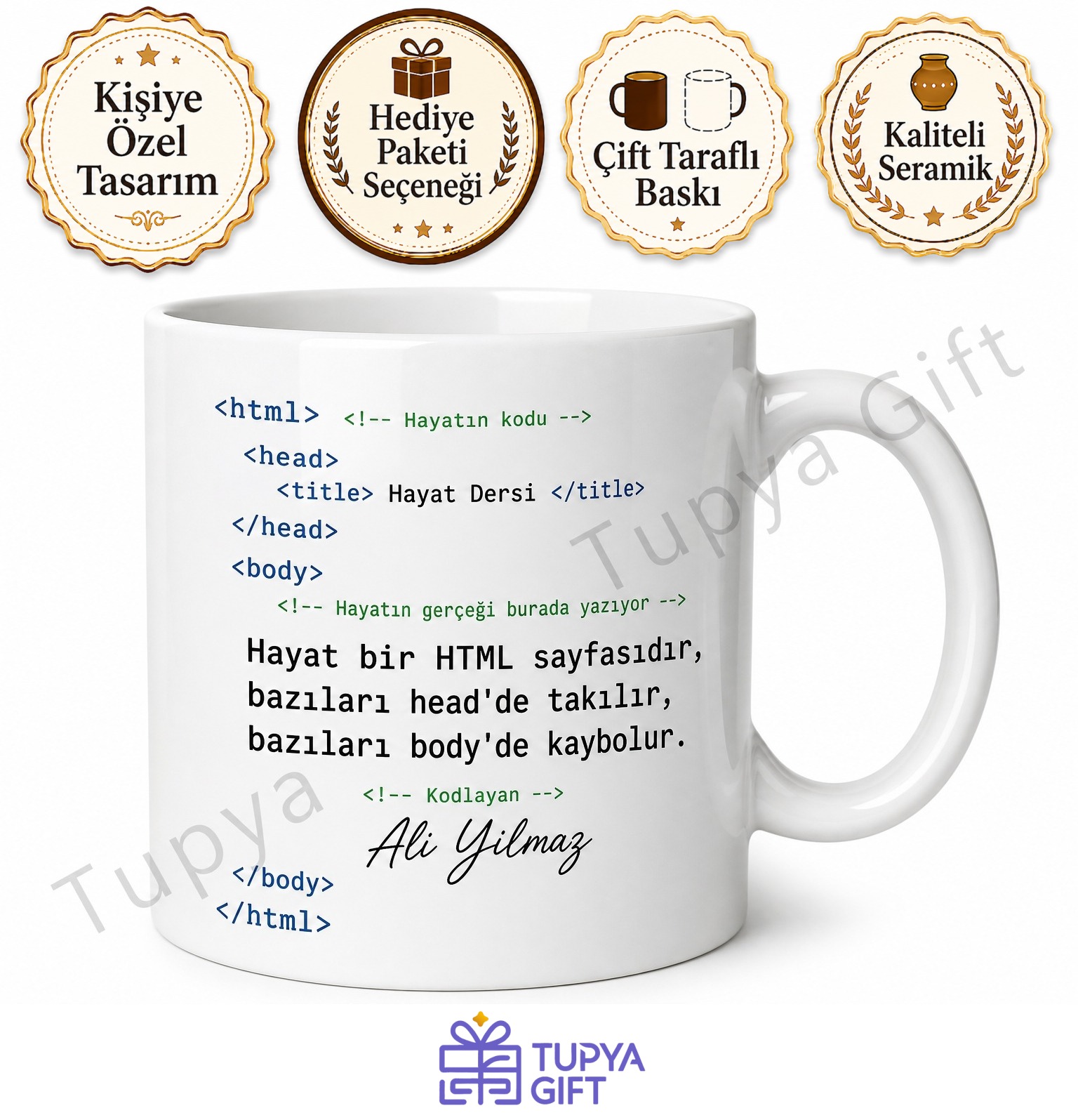 HTML Temalı Komik Baskılı Kupa Bardak Yazılımcı Hediye Programcı Kupa Mug