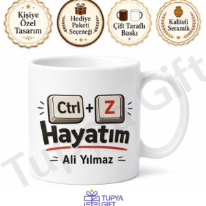 Ctrl Z Hayatım Yazılı Komik Baskılı Kupa Bardak Esprili Hediye