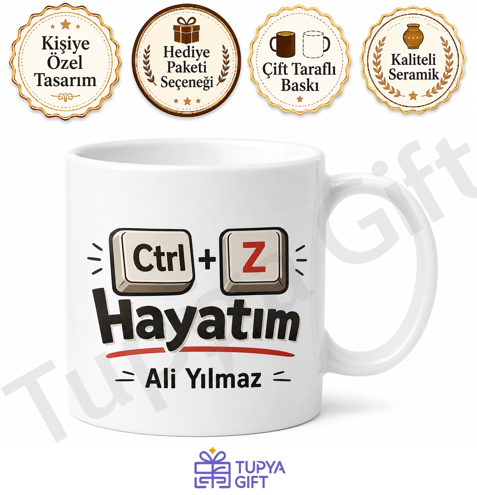 Ctrl Z Hayatım Yazılı Komik Baskılı Kupa Bardak Esprili Hediye