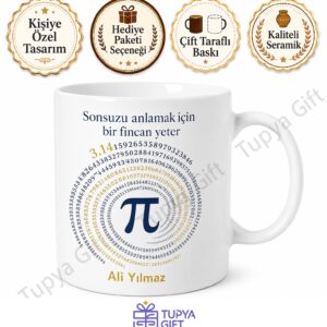 Pi Sayısı Temalı Matematik Severlere Özel Baskılı Kupa Bardak Hediye