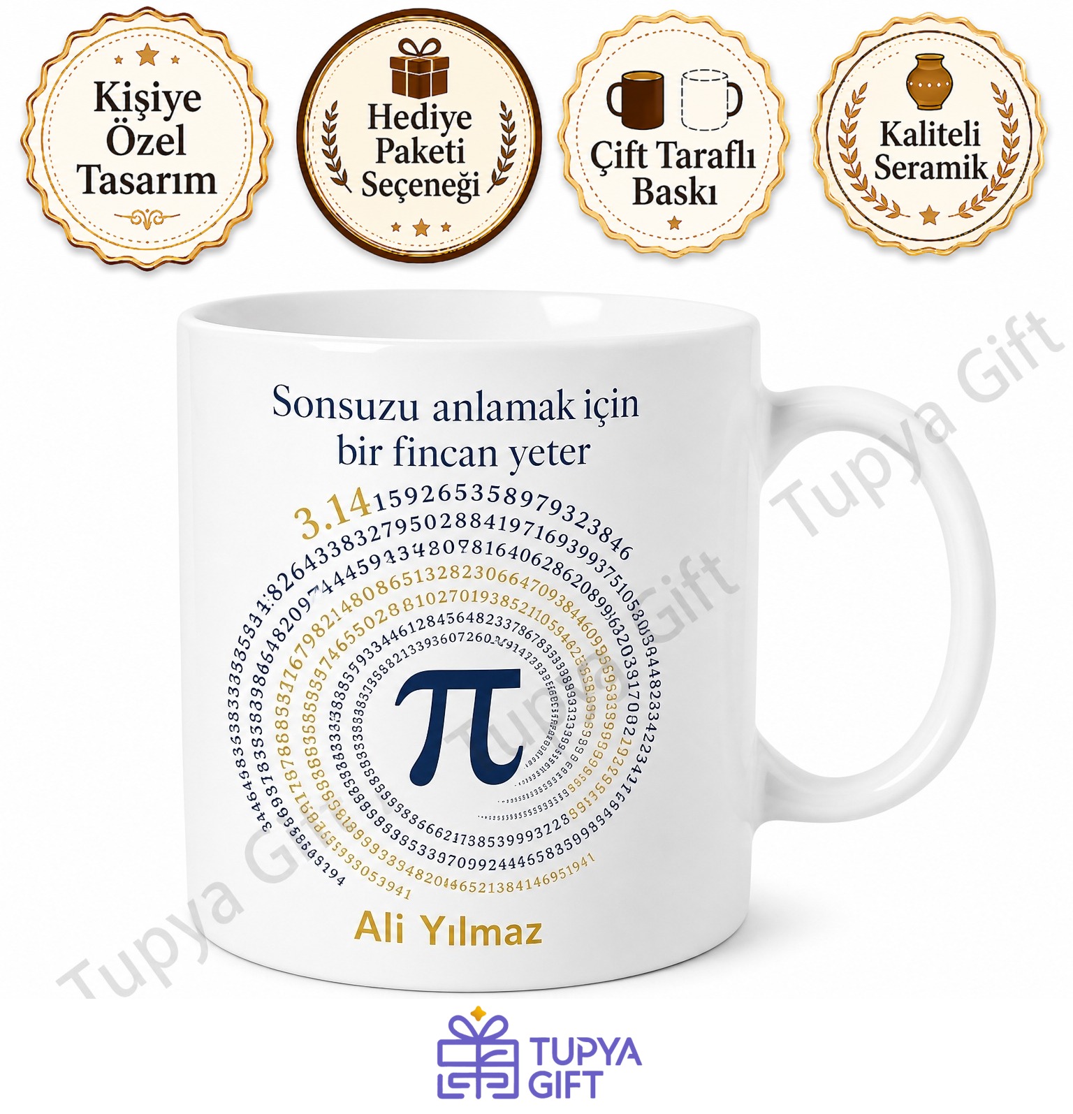 Pi Sayısı Temalı Matematik Severlere Özel Baskılı Kupa Bardak Hediye