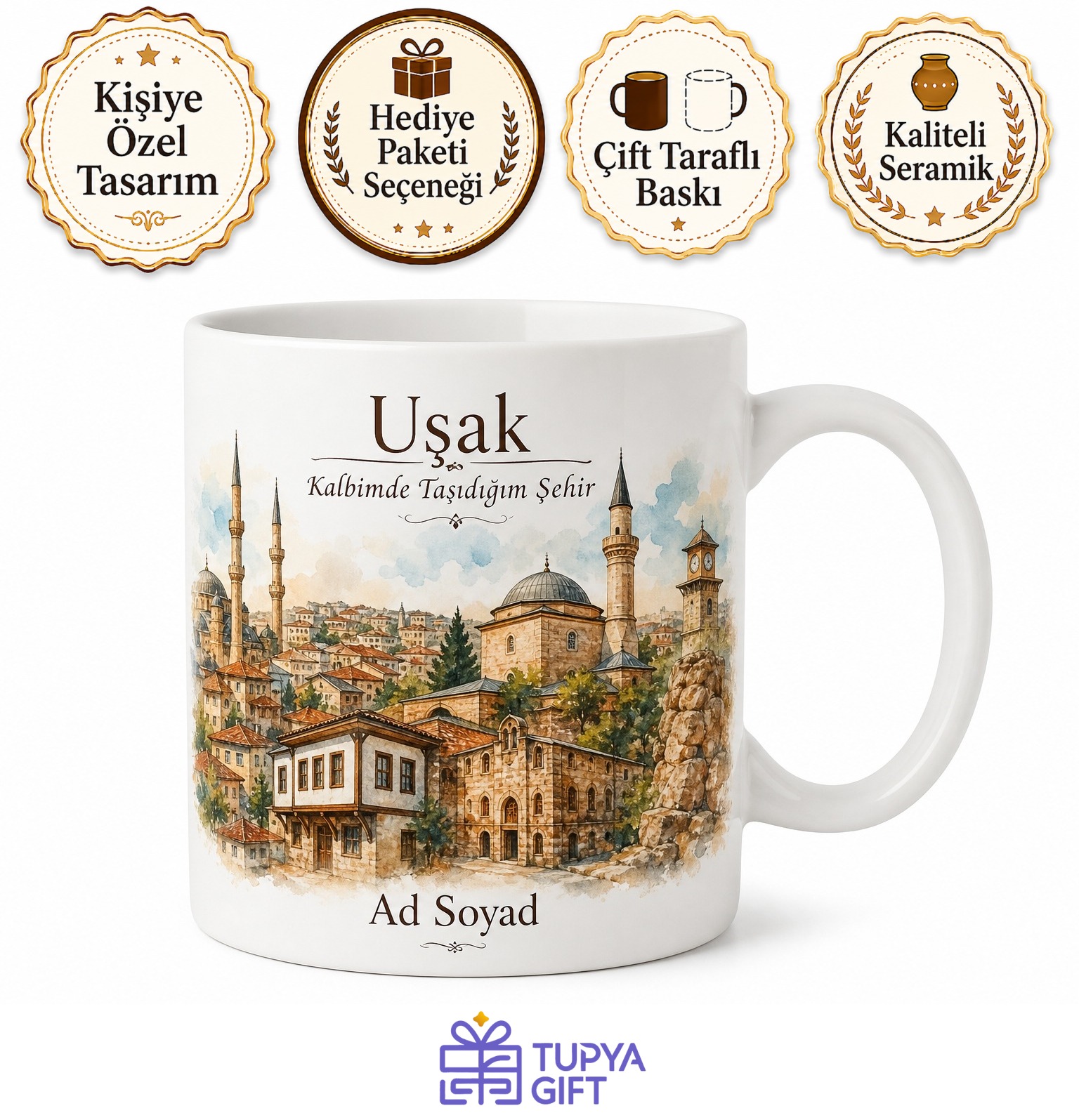 Uşak Şehir Anısı Fotoğraflı Kupa Bardak Hatıra Hediye