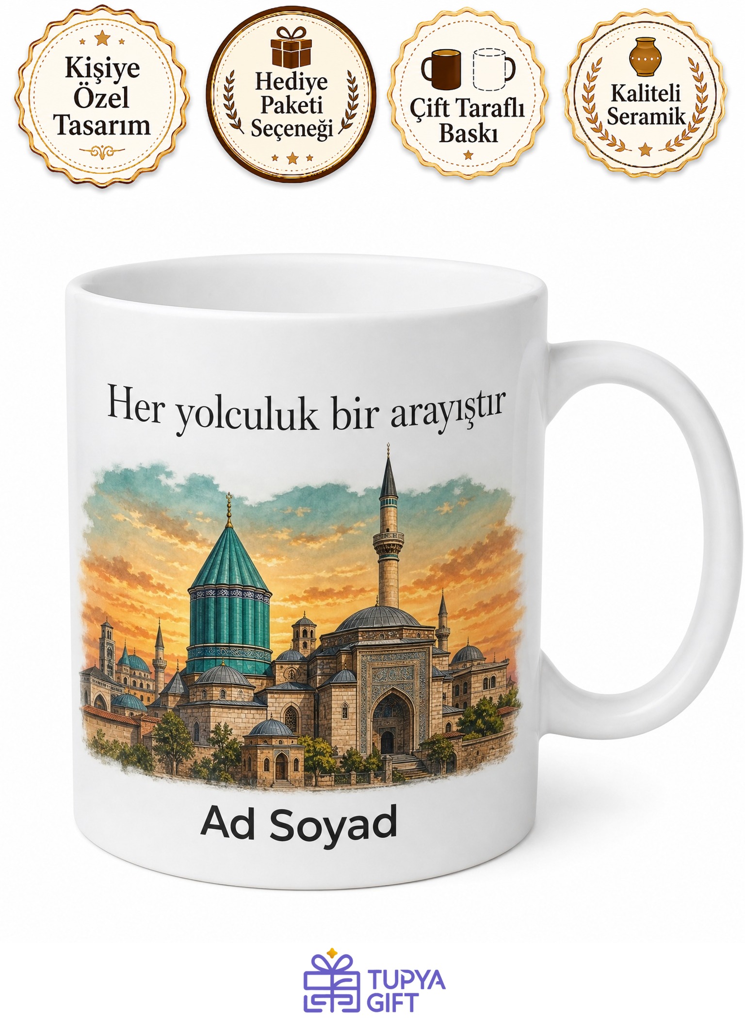 Konya Şehir Hatırası Fotoğraflı Kupa Bardak Hediye Hatıra Porselen Mug