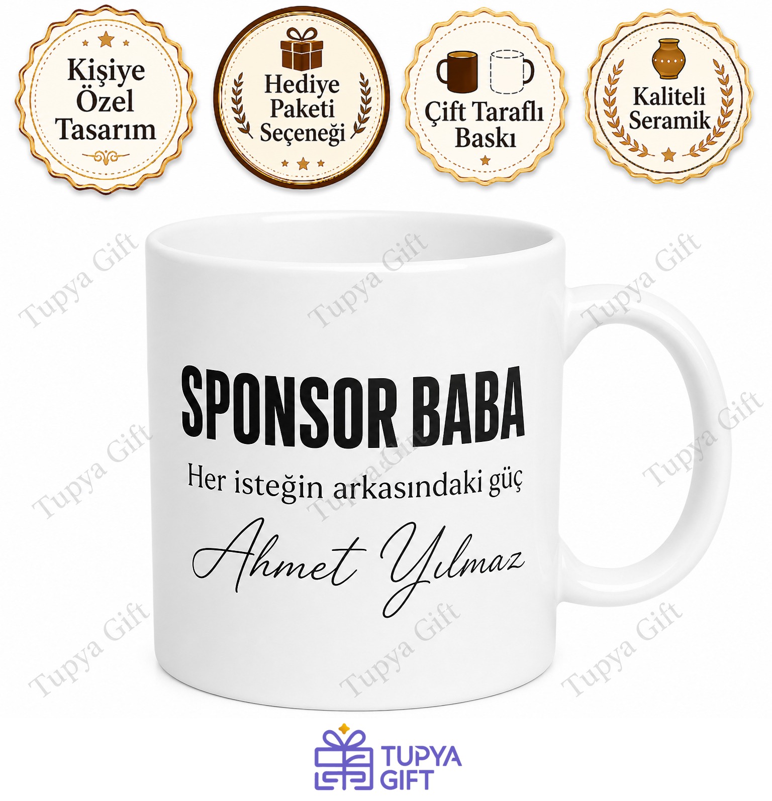 Sponsor Baba Yazılı Eğlenceli Kupa Bardak Babalar Günü Hediyesi Özel Tasarım