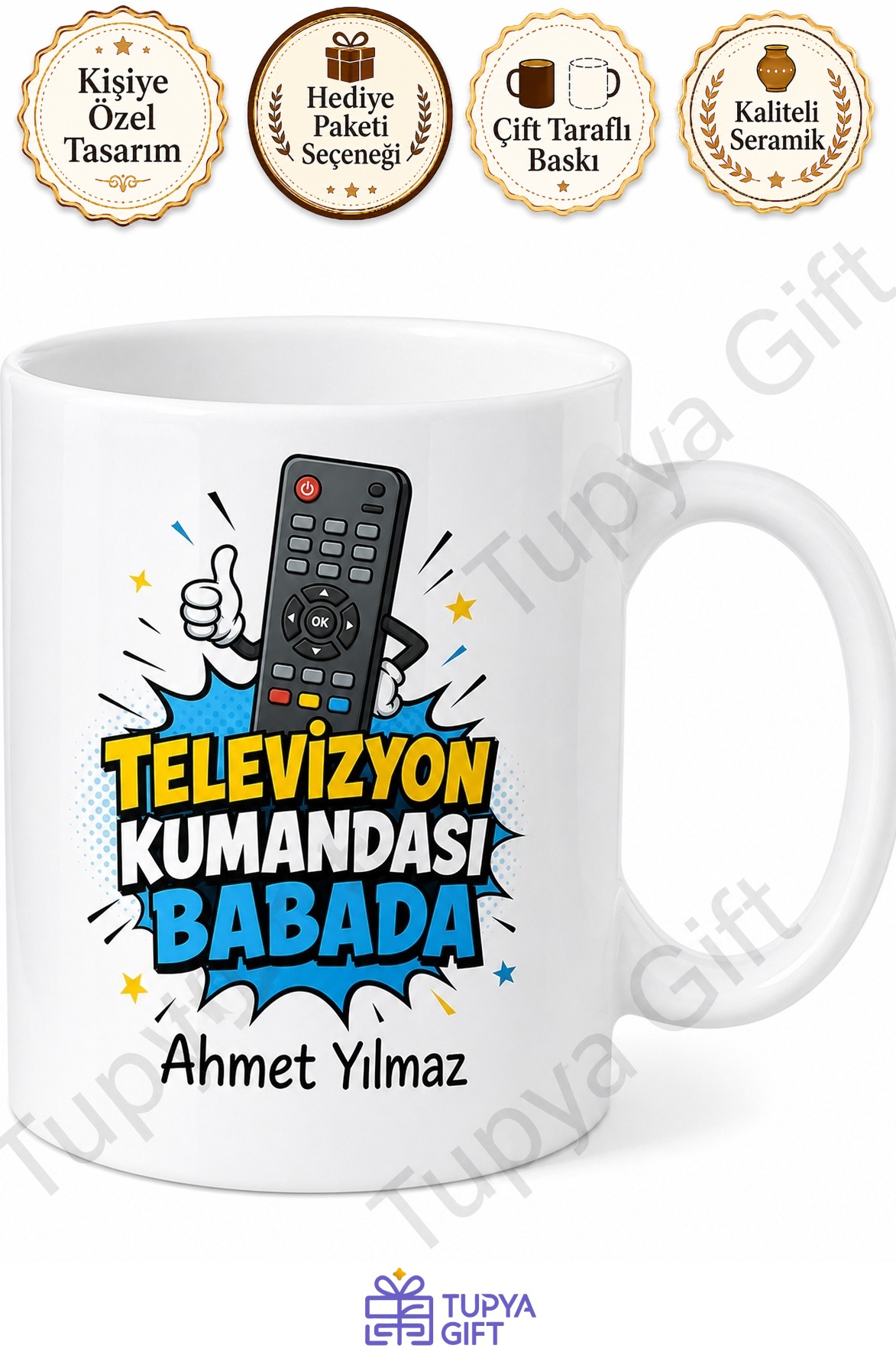 Televizyon Kumandası Babada Yazılı Komik Kupa Bardak Babalar Günü Hediye