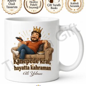 Kanepede Kral Baba Yazılı Eğlenceli Kupa Bardak Babalar Günü Hediye