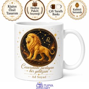 Aslan Burcu İsimli Baskılı Kupa Bardak Hediye Astroloji Doğum Günü