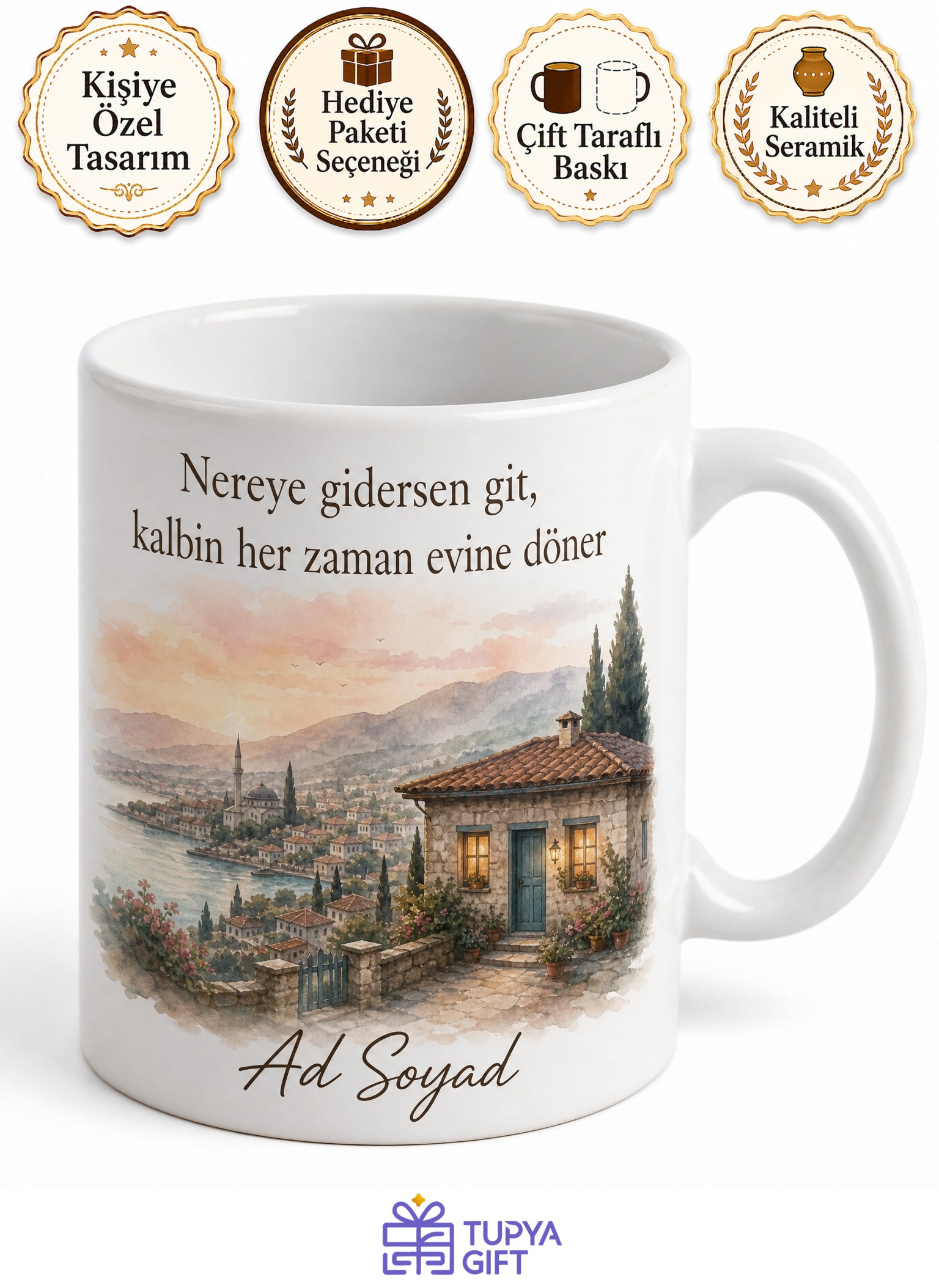 Memleket Özlemi Çeken Sevgiliye Baskılı Kupa Bardak Hediye