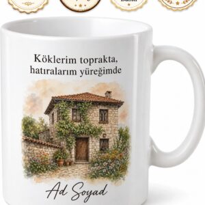 Köy Evi Hatırası Fotoğraflı Baskılı Kupa Bardak Nostaljik Hediye