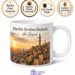 Mardin Şehir Anısı Fotoğraflı Kupa Bardak Hatıra Hediye Porselen Mug