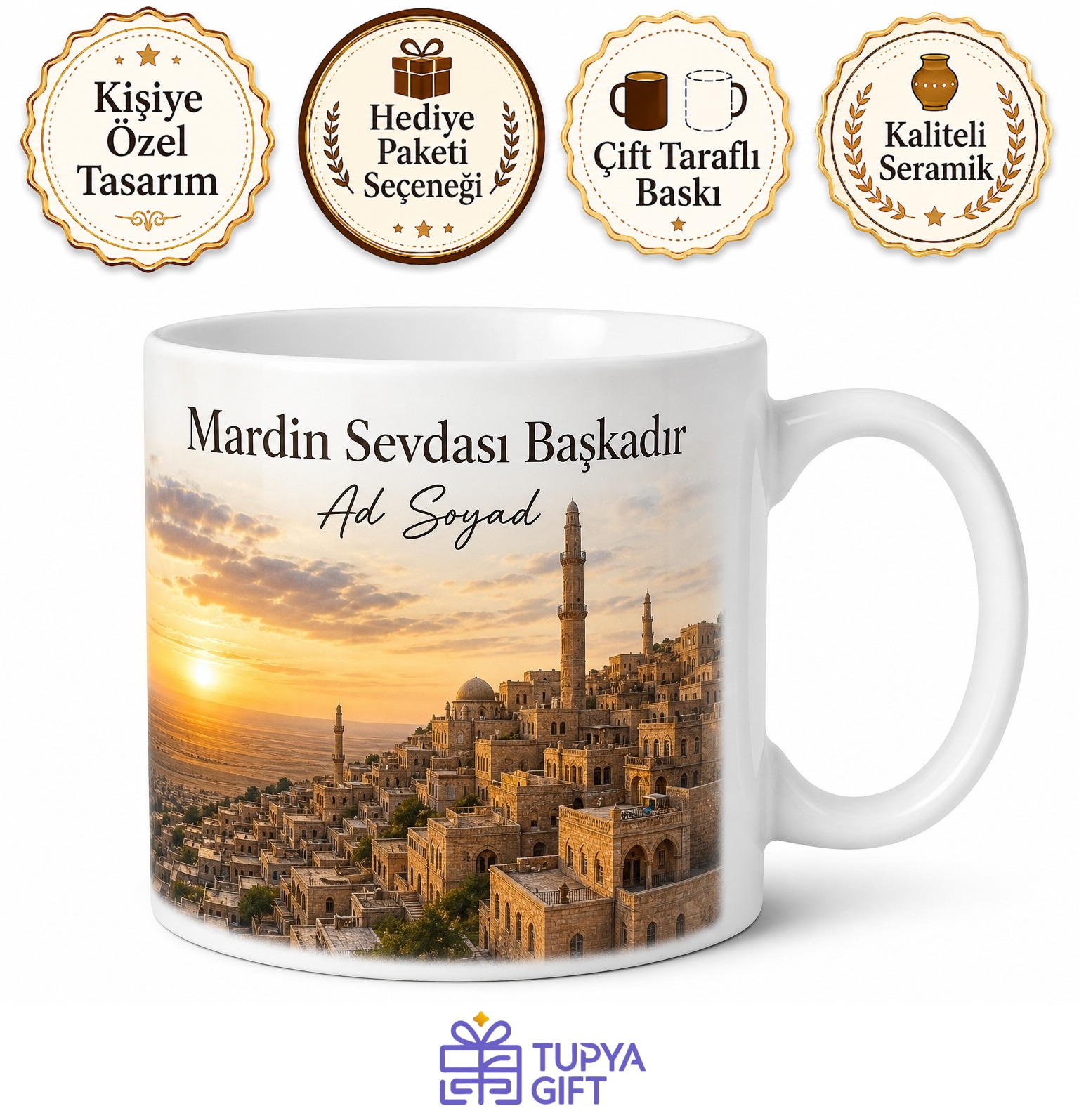 Mardin Şehir Anısı Fotoğraflı Kupa Bardak Hatıra Hediye Porselen Mug