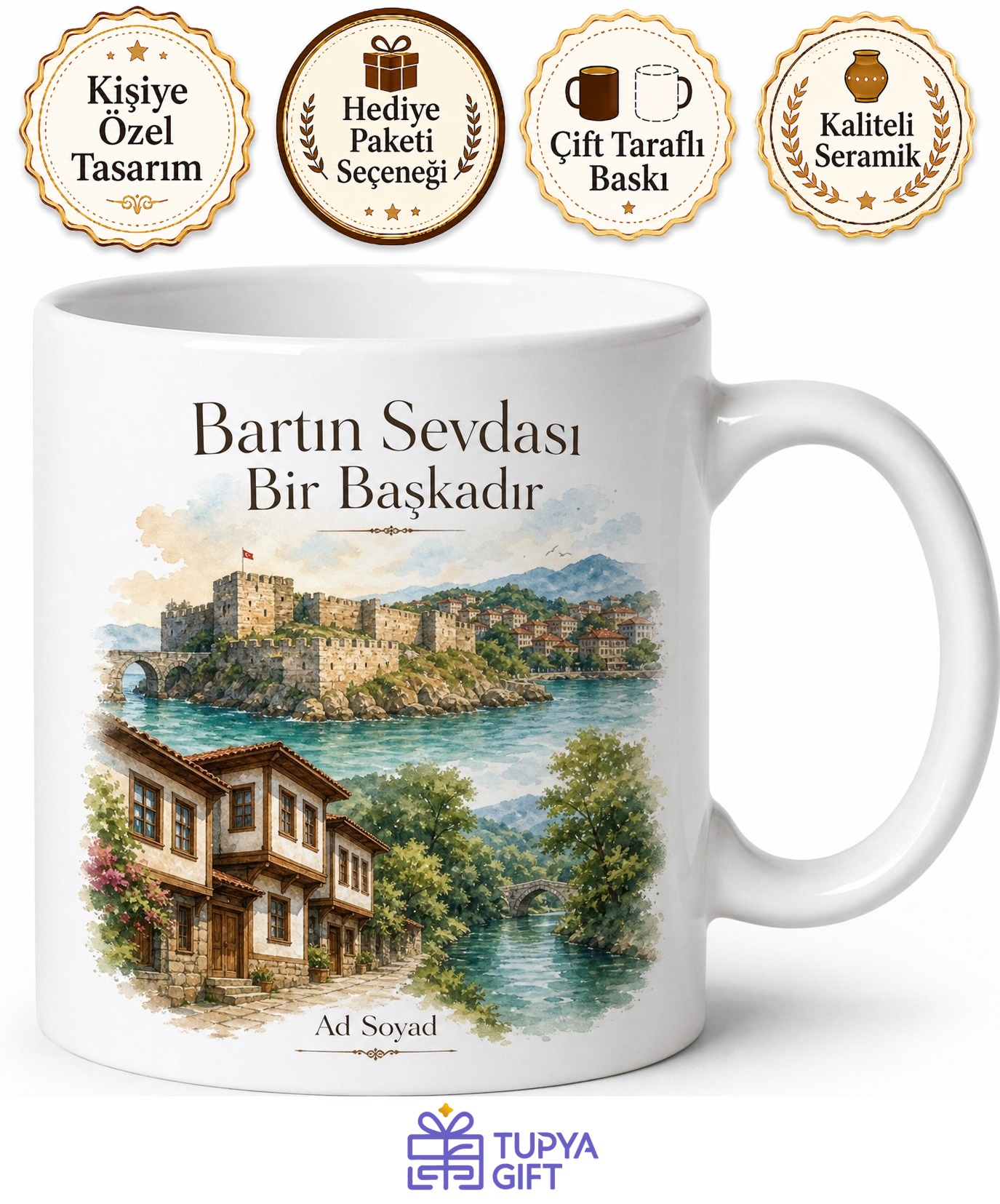 Bartın Şehir Hatırası Fotoğraflı Kupa Bardak Hediye Anı Bardağı