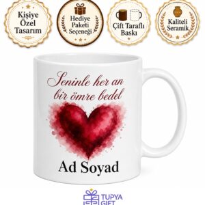 İsme Özel Tutkulu Yazılı Kupa Bardak Sevgiliye Hediye Özel Tasarım Porselen Mug