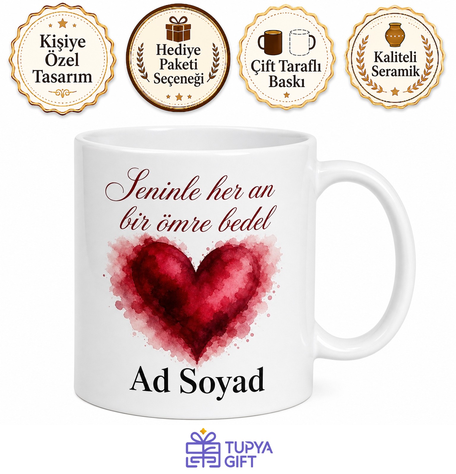 İsme Özel Tutkulu Yazılı Kupa Bardak Sevgiliye Hediye Özel Tasarım Porselen Mug