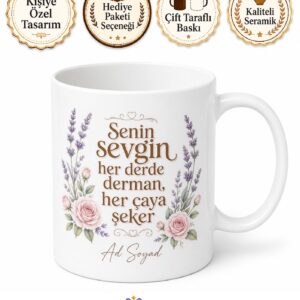 Kişiye Özel Nineye Sevgi Dolu Baskılı Kupa Bardak Hediye Anneanne Babaanne