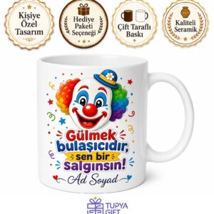 Güldüren Esprili Karakter Ortamın Neşesi Palyaço Maskesi Kupa Bardak Hediye