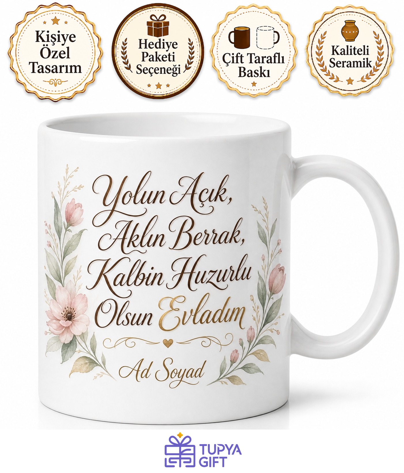 Sınava Hazırlanan Çocuğa Anne Duası Temalı Başarı Kupa Bardak Hediye