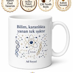 Akademisyene Hediye Bilim Temalı Özel Baskılı Porselen Kupa Bardak