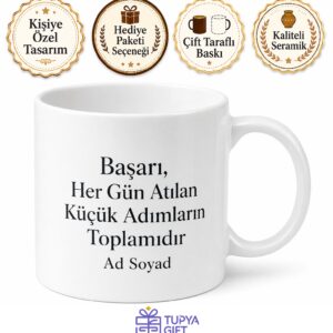 Kişiye Özel Motivasyon Yazılı Baskılı Kupa Bardak Ofis Hediyesi İsimli