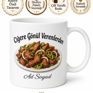 Edirne Ciğer Sevenlere Özel Kupa Bardak Hediye Baskılı Porselen Mug